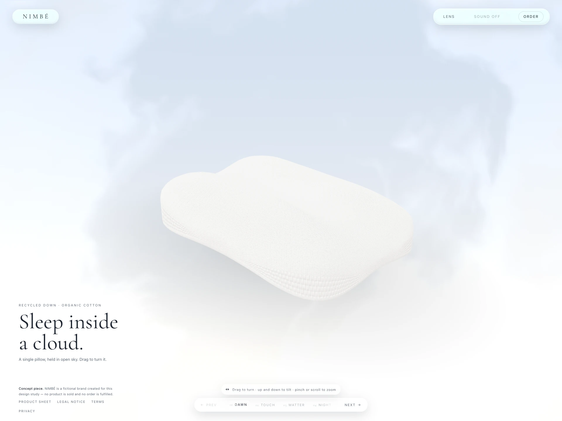 NIMBÉ — A pillow, down to the thread
