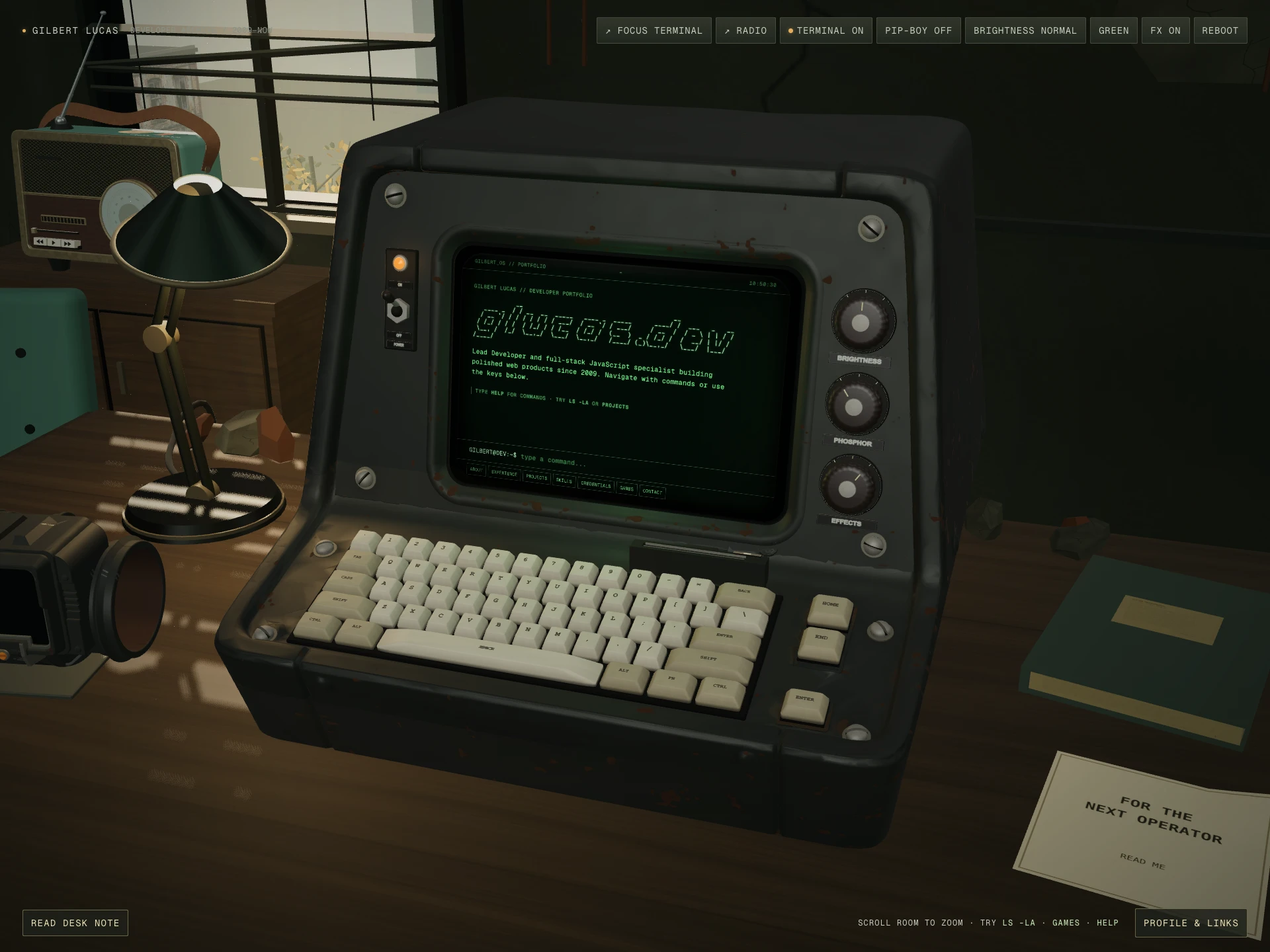 glucas.dev — Interactive 3D Terminal Portfolio