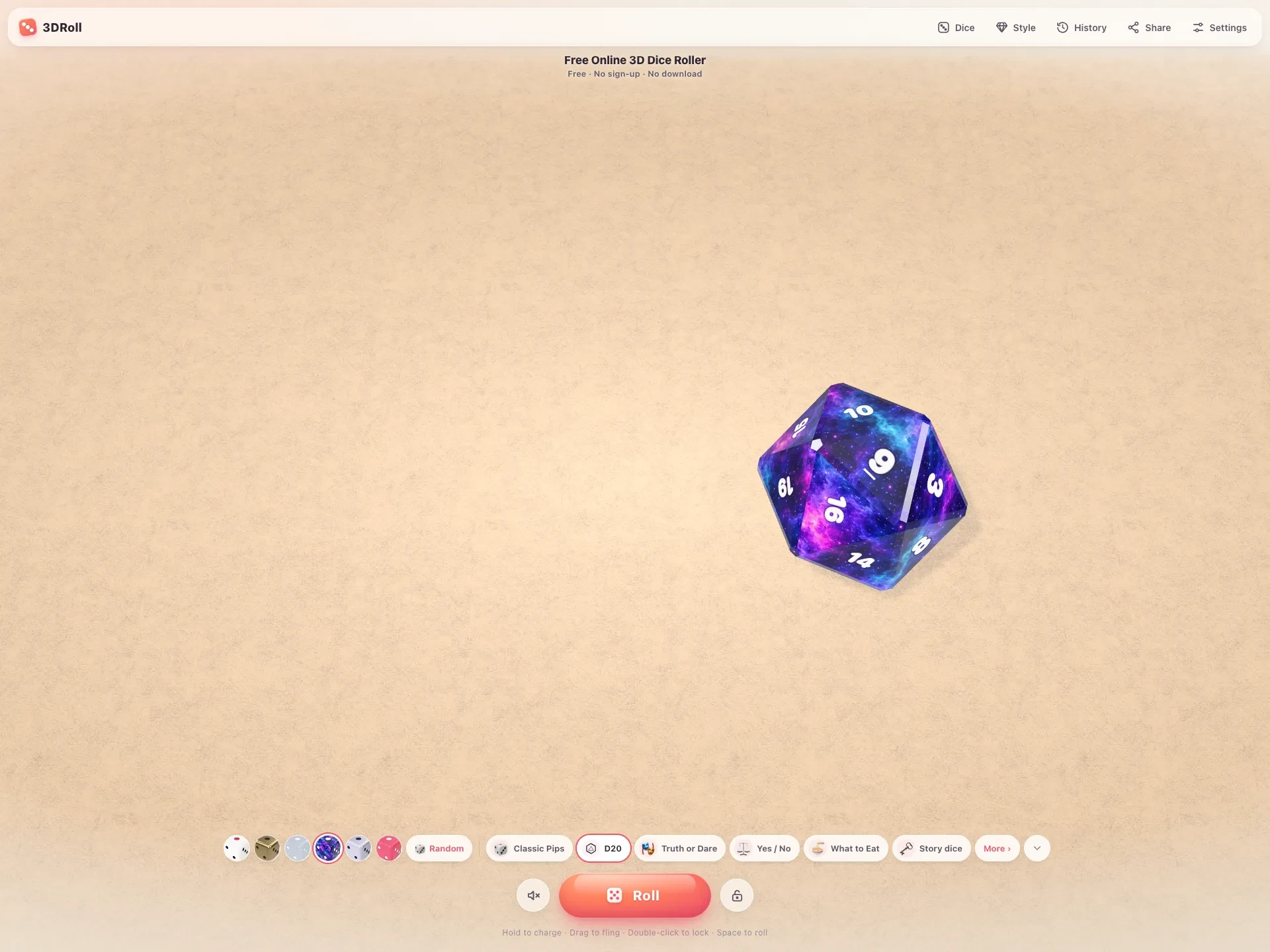 3DRoll — 3D Physics Dice